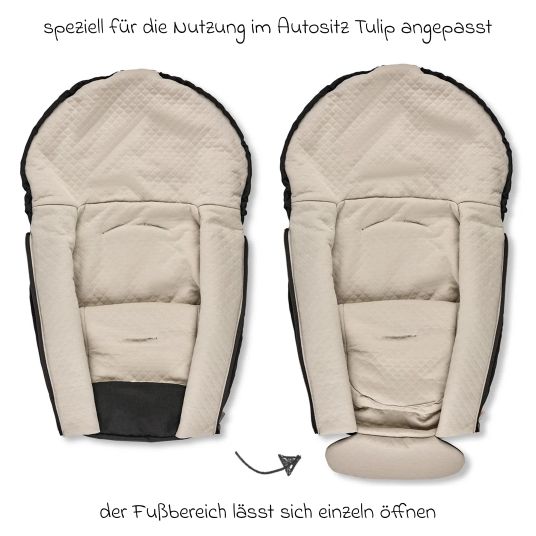 ABC Design Babyschale Tulip (Autositz Gruppe 0+ / i-Size) inkl. Neugeborenenfußsack - Black