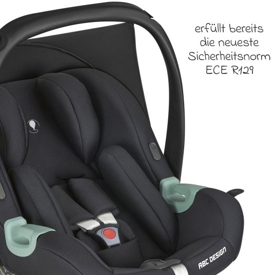 ABC Design Babyschale Tulip (Autositz Gruppe 0+ / i-Size) inkl. Neugeborenenfußsack - Black