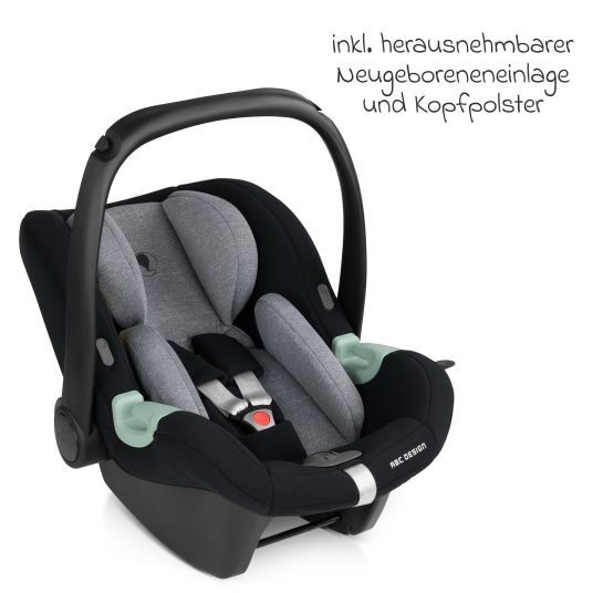 ABC Design Babyschale Tulip (Autositz Gruppe 0+ / i-Size) inkl. Neugeborenenfußsack - Graphite