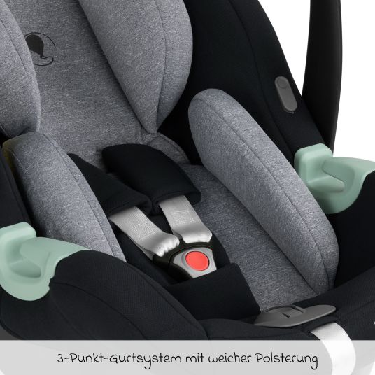 ABC Design Babyschale Tulip (Autositz Gruppe 0+ / i-Size) inkl. Neugeborenenfußsack - Graphite