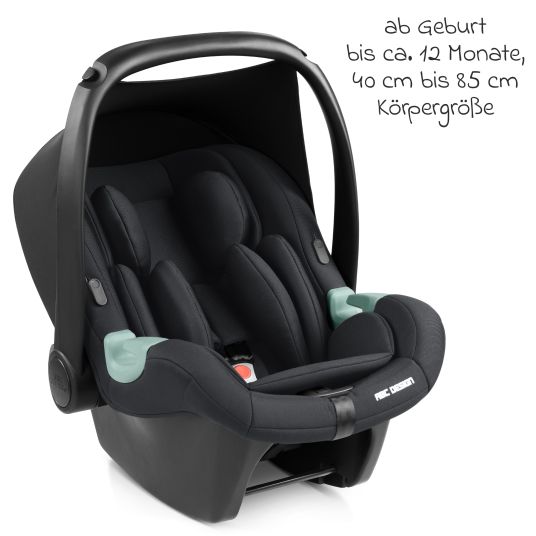 ABC Design Babyschale Tulip i-Size ab Geburt - 15 Monate (45 cm - 85 cm) inkl. Sonnenverdeck & Sitzverkleinerer - Black