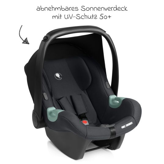 ABC Design Tulip i-Size infant car seat from birth - 15 months (45 cm - 85 cm) incl. sun canopy & seat reducer - Black