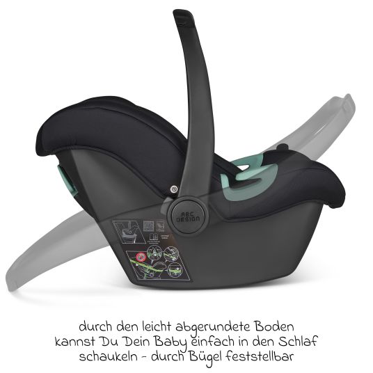 ABC Design Babyschale Tulip i-Size ab Geburt - 15 Monate (45 cm - 85 cm) inkl. Sonnenverdeck & Sitzverkleinerer - Black