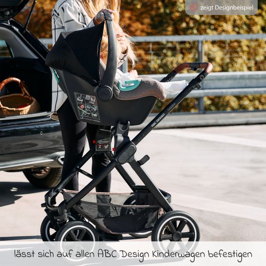 ABC Design Babyschale Tulip i-Size ab Geburt - 15 Monate (45 cm - 85 cm) inkl. Sonnenverdeck & Sitzverkleinerer - Black