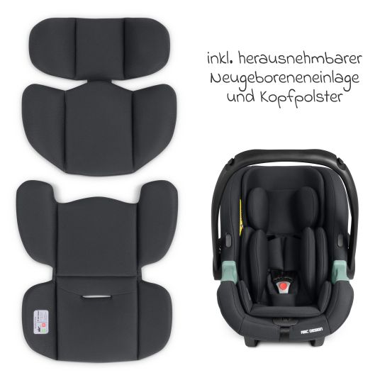 ABC Design Tulip i-Size infant car seat from birth - 15 months (45 cm - 85 cm) incl. sun canopy & seat reducer - Black