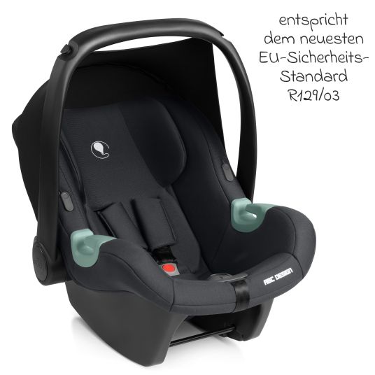 ABC Design Babyschale Tulip i-Size ab Geburt - 15 Monate (45 cm - 85 cm) inkl. Sonnenverdeck & Sitzverkleinerer - Black