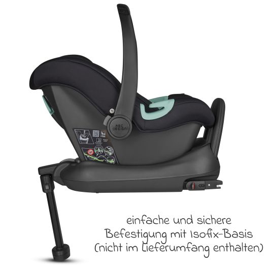 ABC Design Babyschale Tulip i-Size ab Geburt - 15 Monate (45 cm - 85 cm) inkl. Sonnenverdeck & Sitzverkleinerer - Black