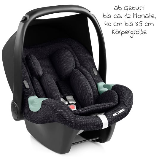 ABC Design Babyschale Tulip i-Size ab Geburt - 15 Monate (45 cm - 85 cm) inkl. Sonnenverdeck & Sitzverkleinerer - Bubble