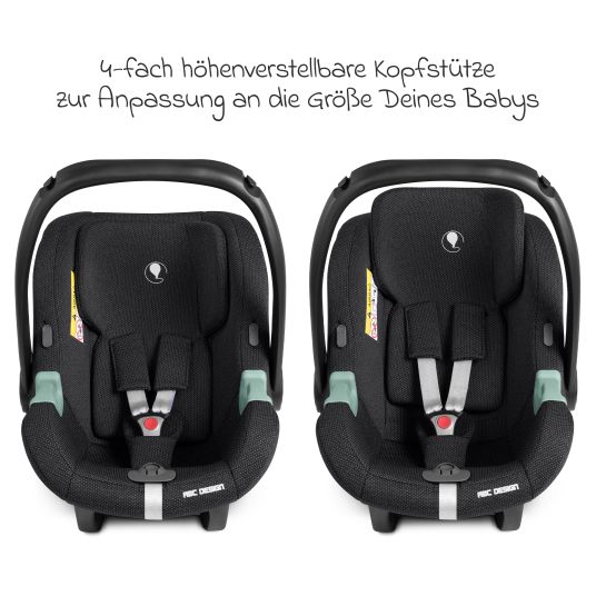 ABC Design Babyschale Tulip i-Size ab Geburt - 15 Monate (45 cm - 85 cm) inkl. Sonnenverdeck & Sitzverkleinerer - Bubble