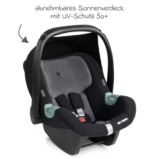 ABC Design Tulip i-Size infant car seat from birth - 15 months (45 cm - 85 cm) incl. sun canopy & seat reducer - Graphite