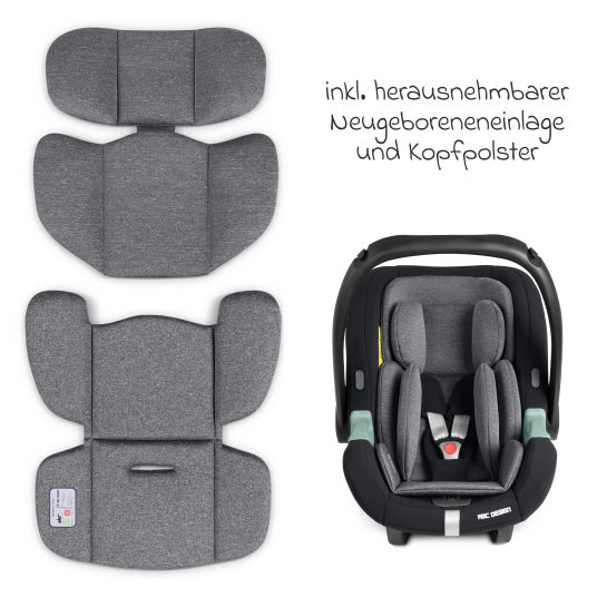 ABC Design Tulip i-Size infant car seat from birth - 15 months (45 cm - 85 cm) incl. sun canopy & seat reducer - Graphite