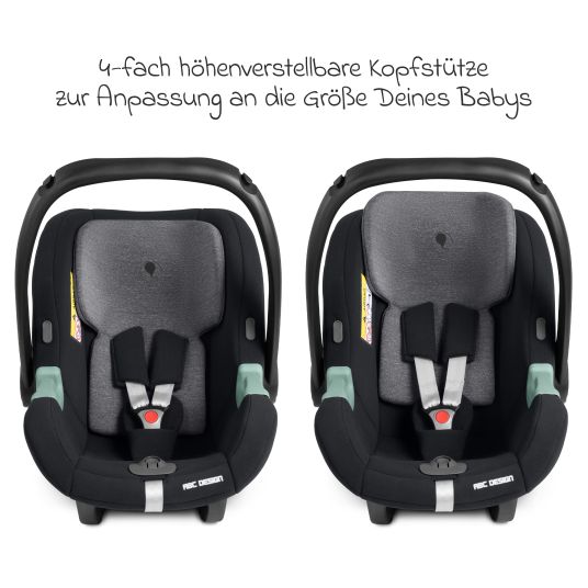 ABC Design Babyschale Tulip i-Size ab Geburt - 15 Monate (45 cm - 85 cm) inkl. Sonnenverdeck & Sitzverkleinerer - Graphite