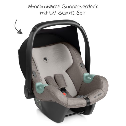 ABC Design Tulip i-Size infant car seat from birth - 15 months (45 cm - 85 cm) incl. sun canopy & seat reducer - Nature