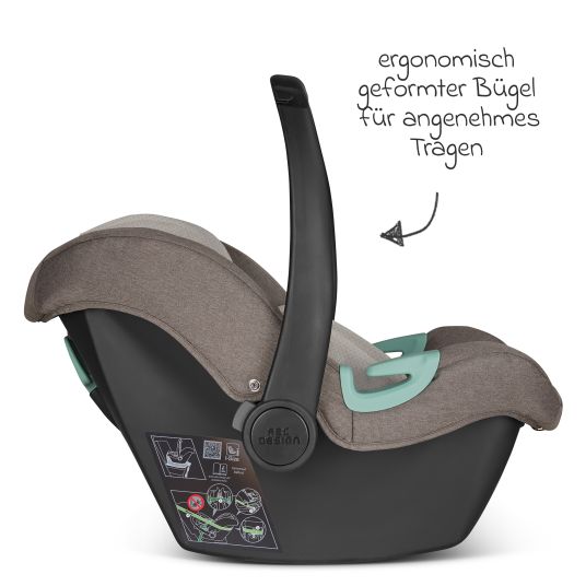 ABC Design Babyschale Tulip i-Size ab Geburt - 15 Monate (45 cm - 85 cm) inkl. Sonnenverdeck & Sitzverkleinerer - Nature