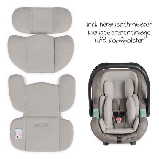 ABC Design Tulip i-Size infant car seat from birth - 15 months (45 cm - 85 cm) incl. sun canopy & seat reducer - Nature