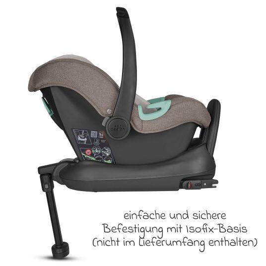 ABC Design Babyschale Tulip i-Size ab Geburt - 15 Monate (45 cm - 85 cm) inkl. Sonnenverdeck & Sitzverkleinerer - Nature