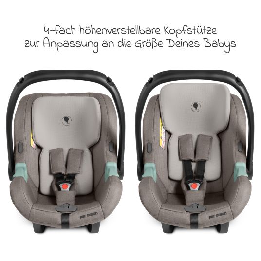 ABC Design Babyschale Tulip i-Size ab Geburt - 15 Monate (45 cm - 85 cm) inkl. Sonnenverdeck & Sitzverkleinerer - Nature