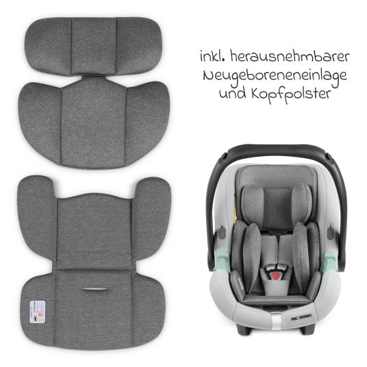 ABC Design Tulip i-Size infant car seat from birth - 15 months (45 cm - 85 cm) incl. sun canopy & seat reducer - Pearl