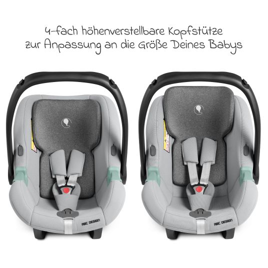 ABC Design Tulip i-Size infant car seat from birth - 15 months (45 cm - 85 cm) incl. sun canopy & seat reducer - Pearl