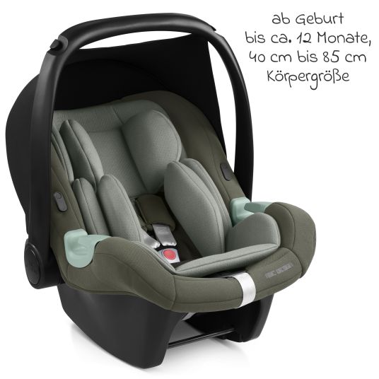 ABC Design Babyschale Tulip i-Size ab Geburt - 15 Monate (45 cm - 85 cm) inkl. Sonnenverdeck & Sitzverkleinerer - Sage