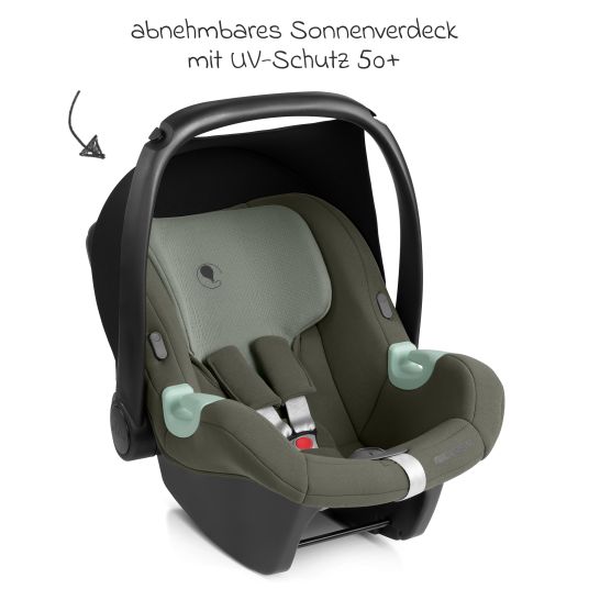 ABC Design Tulip i-Size infant car seat from birth - 15 months (45 cm - 85 cm) incl. sun canopy & seat reducer - Sage