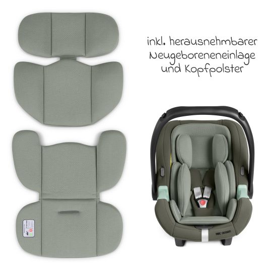 ABC Design Tulip i-Size infant car seat from birth - 15 months (45 cm - 85 cm) incl. sun canopy & seat reducer - Sage