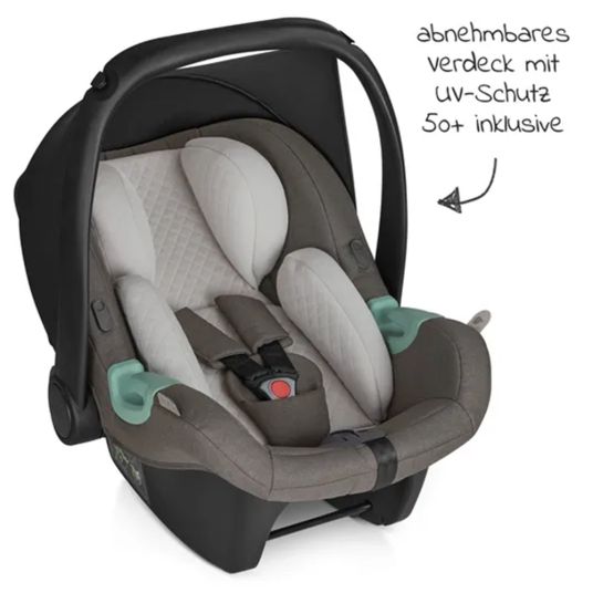 ABC Design Baby car seat Tulip incl. additional hood (car seat group 0+ / i-Size) - Diamond Edition - Herb