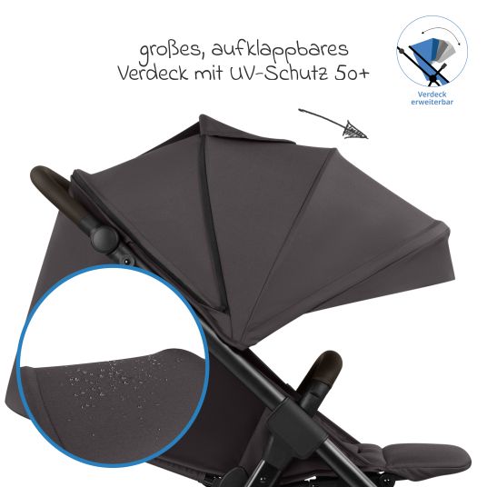 ABC Design Buggy & pushchair Avus 2 Air with pneumatic wheels, one-hand folding and height-adjustable push bar - Falcon