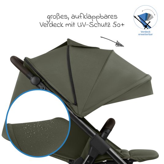 ABC Design Buggy & pushchair Avus 2 Air with pneumatic wheels, one-hand folding and height-adjustable push bar - Pure - Avocado