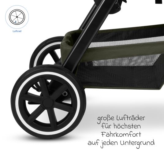 ABC Design Buggy & pushchair Avus 2 Air with pneumatic wheels, one-hand folding and height-adjustable push bar - Pure - Avocado