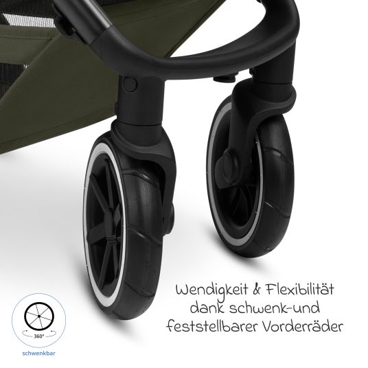 ABC Design Buggy & pushchair Avus 2 Air with pneumatic wheels, one-hand folding and height-adjustable push bar - Pure - Avocado