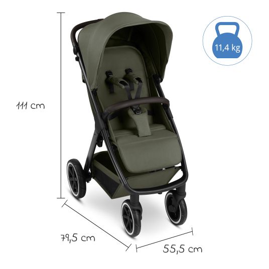 ABC Design Buggy & pushchair Avus 2 Air with pneumatic wheels, one-hand folding and height-adjustable push bar - Pure - Avocado