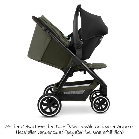 ABC Design Buggy & pushchair Avus 2 Air with pneumatic wheels, one-hand folding and height-adjustable push bar - Pure - Avocado