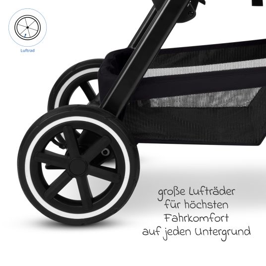 ABC Design Buggy & pushchair Avus 2 Air with pneumatic wheels, one-hand folding and height-adjustable push bar - Pure - Coal