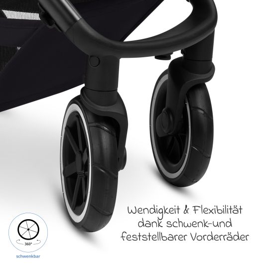 ABC Design Buggy & pushchair Avus 2 Air with pneumatic wheels, one-hand folding and height-adjustable push bar - Pure - Coal