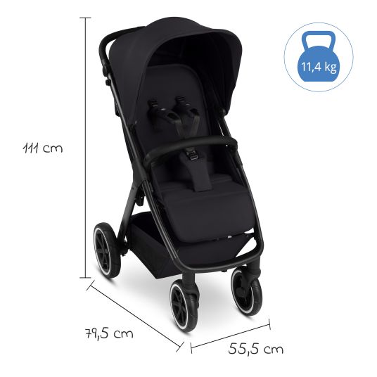 ABC Design Buggy & pushchair Avus 2 Air with pneumatic wheels, one-hand folding and height-adjustable push bar - Pure - Coal