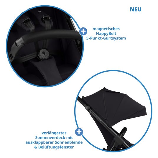 ABC Design Buggy & Sportwagen Avus 2 mit Einhand-Faltung und höhenverstellbarem Schieber - Pure - Coal