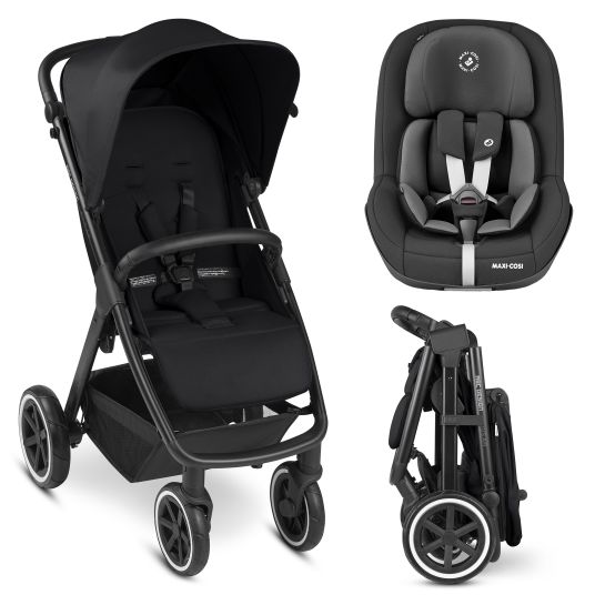 ABC Design Buggy & Sportwagen Avus Air inkl. Reboarder Pearl Pro 2 - mit Lufträdern, Einhand-Faltung und höhenverstellbarem Schieber (bis 25 kg belastbar) - Ink