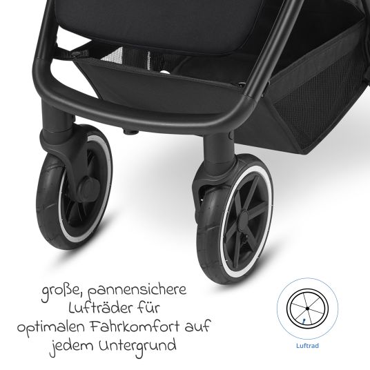 ABC Design Buggy & Sportwagen Avus Air inkl. Reboarder Pearl Pro 2 - mit Lufträdern, Einhand-Faltung und höhenverstellbarem Schieber (bis 25 kg belastbar) - Ink