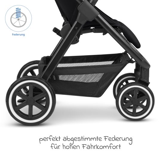 ABC Design Buggy & Sportwagen Avus Air inkl. Reboarder Pearl Pro 2 - mit Lufträdern, Einhand-Faltung und höhenverstellbarem Schieber (bis 25 kg belastbar) - Ink