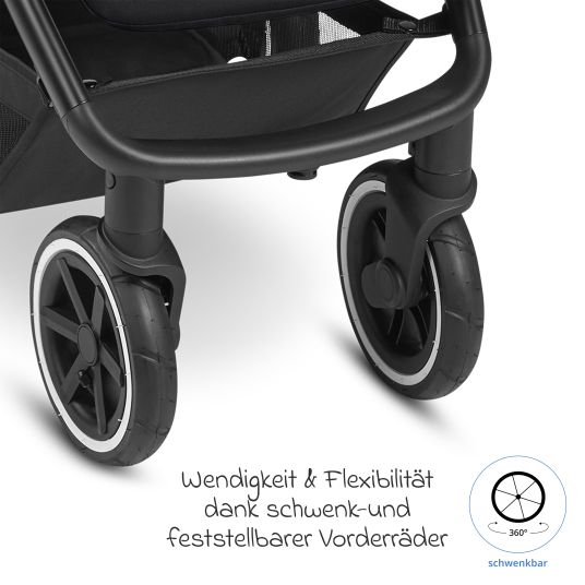 ABC Design Buggy & Sportwagen Avus Air inkl. Reboarder Pearl Pro 2 - mit Lufträdern, Einhand-Faltung und höhenverstellbarem Schieber (bis 25 kg belastbar) - Ink