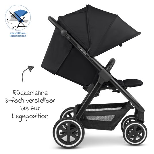 ABC Design Buggy & Sportwagen Avus Air inkl. Reboarder Pearl Pro 2 - mit Lufträdern, Einhand-Faltung und höhenverstellbarem Schieber (bis 25 kg belastbar) - Ink