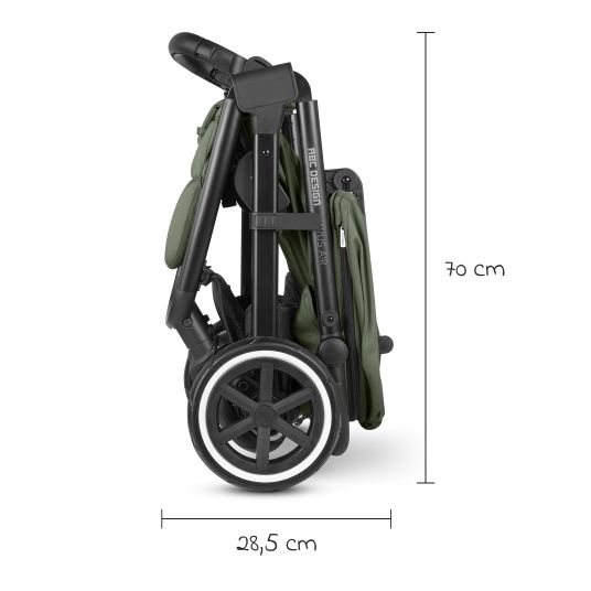 ABC Design Passeggino e carrozzina Avus Air incl. Reboarder Pearl Pro 2 - con ruote pneumatiche, pieghevole con una sola mano e maniglione regolabile in altezza (capacità di carico fino a 25 kg) - Olive