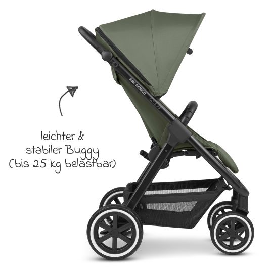 ABC Design Passeggino e carrozzina Avus Air incl. Reboarder Pearl Pro 2 - con ruote pneumatiche, pieghevole con una sola mano e maniglione regolabile in altezza (capacità di carico fino a 25 kg) - Olive