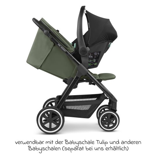 ABC Design Buggy & pushchair Avus Air incl. Reboarder Pearl Pro 2 - with pneumatic wheels, one-hand folding and height-adjustable push bar (load capacity up to 25 kg) - Olive