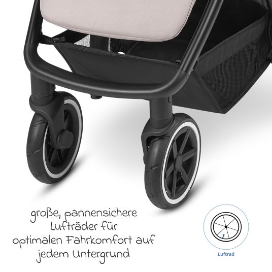 ABC Design Buggy & Sportwagen Avus Air inkl. Reboarder Pearl Pro 2 - mit Lufträdern, Einhand-Faltung und höhenverstellbarem Schieber (bis 25 kg belastbar) - Powder