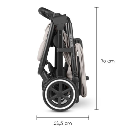 ABC Design Passeggino e carrozzina Avus Air incl. Reboarder Pearl Pro 2 - con ruote pneumatiche, pieghevole con una sola mano e maniglione regolabile in altezza (capacità di carico fino a 25 kg) - Cipria