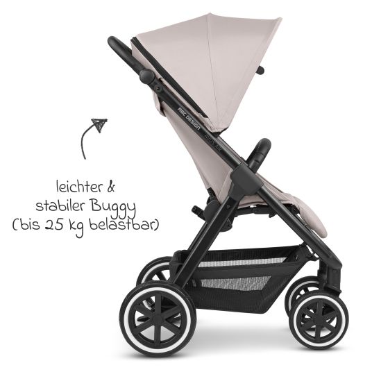 ABC Design Passeggino e carrozzina Avus Air incl. Reboarder Pearl Pro 2 - con ruote pneumatiche, pieghevole con una sola mano e maniglione regolabile in altezza (capacità di carico fino a 25 kg) - Cipria