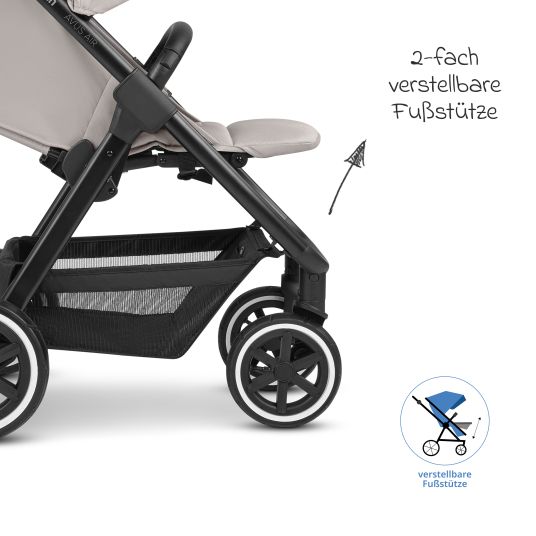 ABC Design Buggy & Sportwagen Avus Air inkl. Reboarder Pearl Pro 2 - mit Lufträdern, Einhand-Faltung und höhenverstellbarem Schieber (bis 25 kg belastbar) - Powder