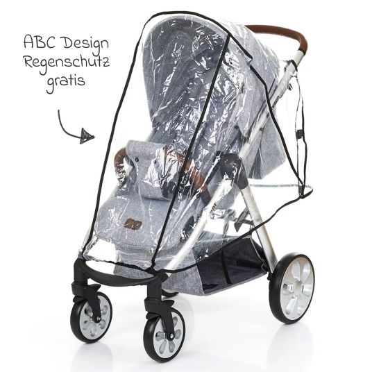 ABC Design Buggy & pushchair Avus Air with pneumatic wheels - one-hand folding and height-adjustable push bar (load capacity up to 25 kg) incl. cup holder & rain cover - Ink
